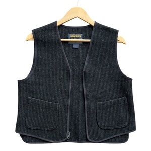 Woolrich Vintage Wool Blend Black Vest Women’s Medium Full Zip Made In USA Layer